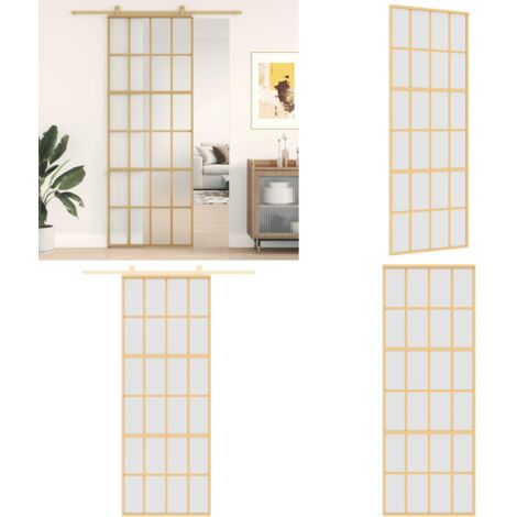 Puerta corredera dorada vidrio ESG esmerilado aluminio 76x205cm - Puerta corredera de vidrio - Puerta corredera de aluminio
