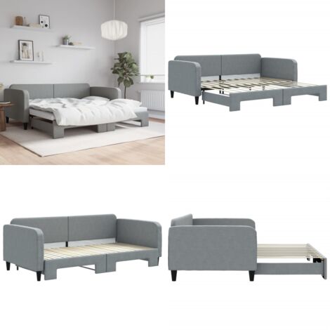 Sofá cama nido tela gris claro 100x200 cm - Cama nido - Sofá cama 2 en 1
