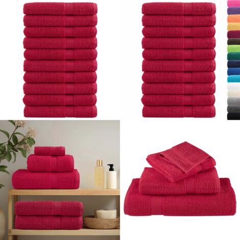 Toallas de sauna SOLUND 10 unidades rojo 80x200 cm 600 gsm - Toallas de algodón - Toallas de sauna rojas
