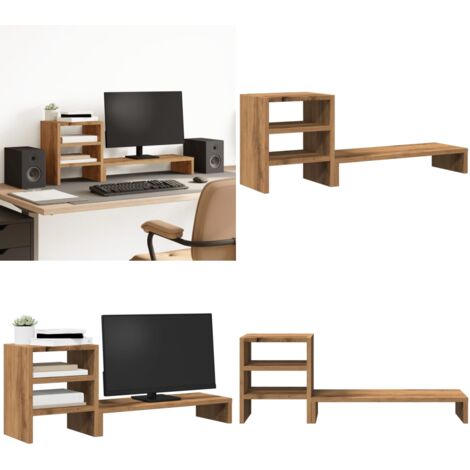 Soporte de monitor con organizador escritorio madera artisian - Madera artesanal - Organizador de escritorio