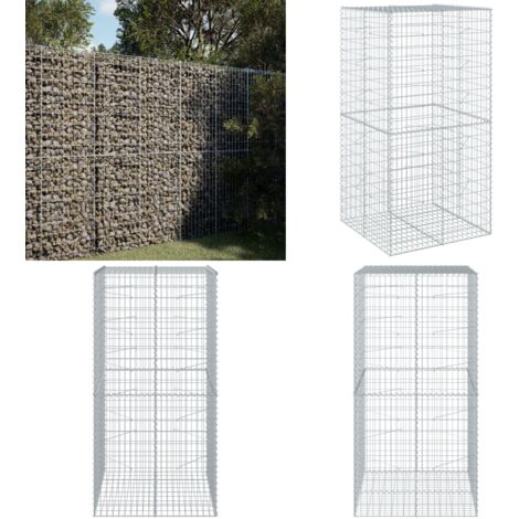 Cesta gaviones con cubierta hierro galvanizado 100x100x200 cm - Gaviones para jardín - Contención de gaviones