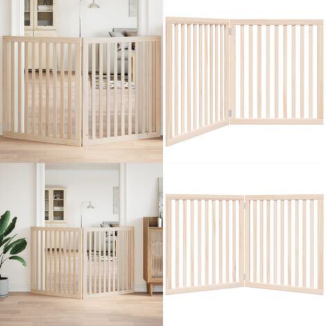 Puerta para perros plegable 2 paneles madera de álamo 160 cm - Puerta plegable para perros - Puerta de madera para perros