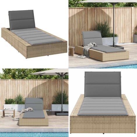 Tumbona con cojín flotante ratán sintético beige - Cojín flotante - Ratán sintético