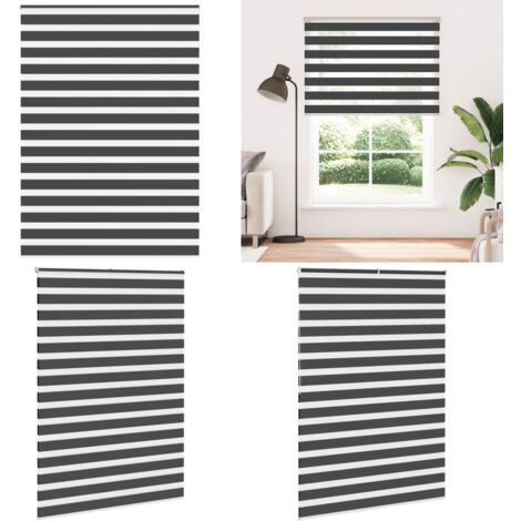 Estor cebra negro 165x200 cm tejido ancho 160,9 cm poliéster - Estor negro - Persiana de tela