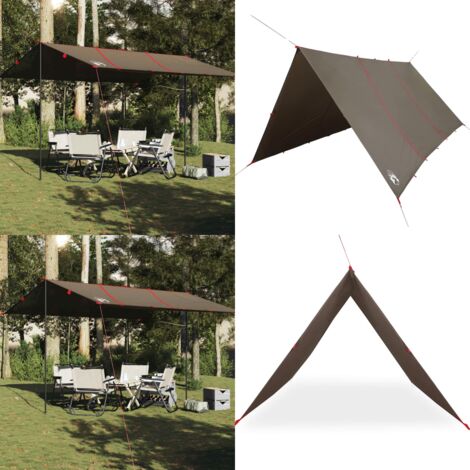 Lona de camping impermeable marrón 451x420 cm - Toldo de camping - Toldo impermeable