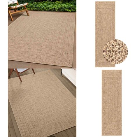 Alfombra ZIZUR apariencia de yute interior y exterior 80x250 cm - Alfombra interior - Alfombra de yute