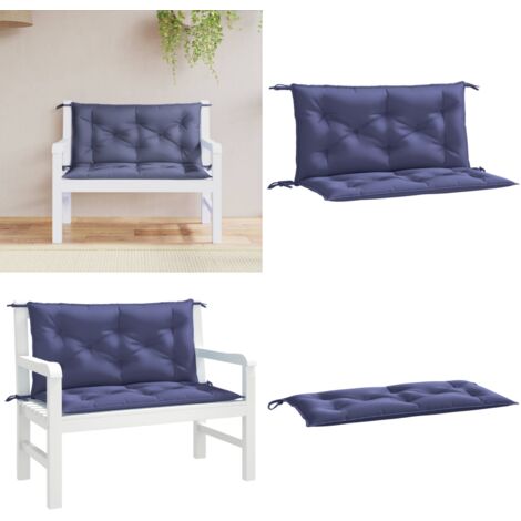 Cojines banco jardín 2 uds tela Oxford azul marino 100x50x7 cm - Cojín de exterior - Cojín de banco