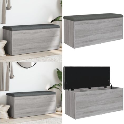 Banco con almacenaje madera ingeniería gris Sonoma 102x42x45 cm - Banco de pasillo - Banco de almacenamiento