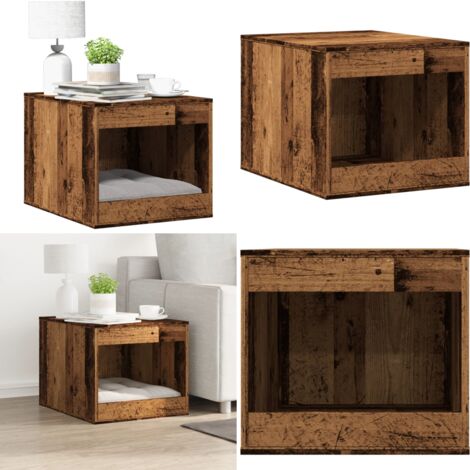 Mueble arenero de gatos madera ingeniería envejecida 47x59x42cm - Arenero para gatos - Mueble para gatos