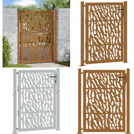 Puerta de jardín 100x125 cm de acero corten con diseño de trazos - Acero corten - Puerta de seguridad
