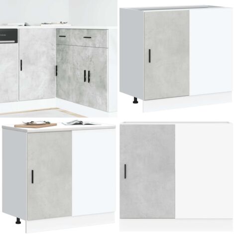 Mueble bajo para fregadero "Lyon" de madera de ingeniería gris hormigón - Almacenamiento bajo fregadero - Mueble bajo de cocina
