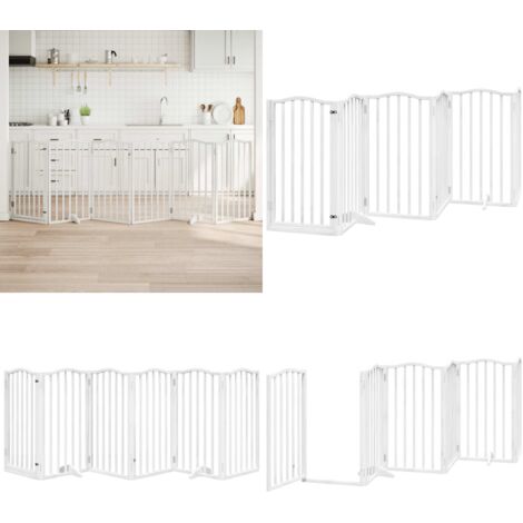 Puerta para perros plegable 3 paneles madera álamo blanca 300cm - Puerta plegable para perros - Puerta de madera para perros