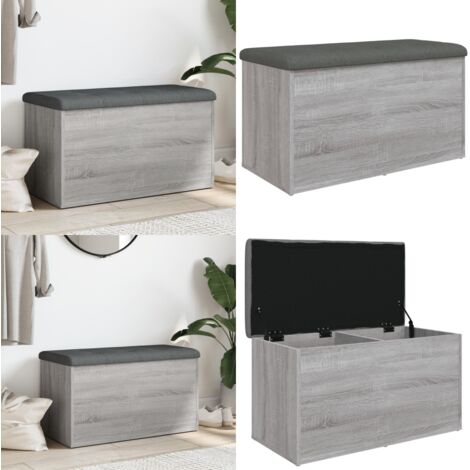 Banco con almacenaje madera ingeniería gris Sonoma 82x42x45 cm - Banco de pasillo - Banco de almacenamiento