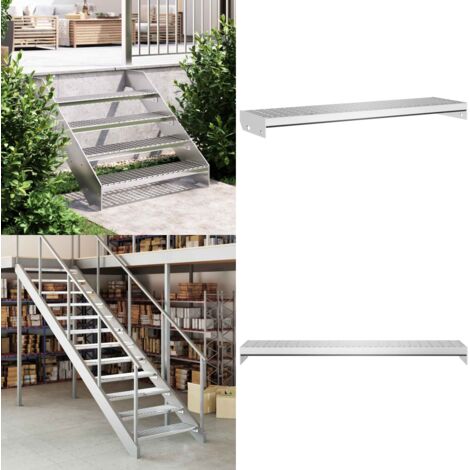 Peldaño de rejilla acero galvanizado 90x24x7 cm - Escalera de acero - Peldaño antideslizante