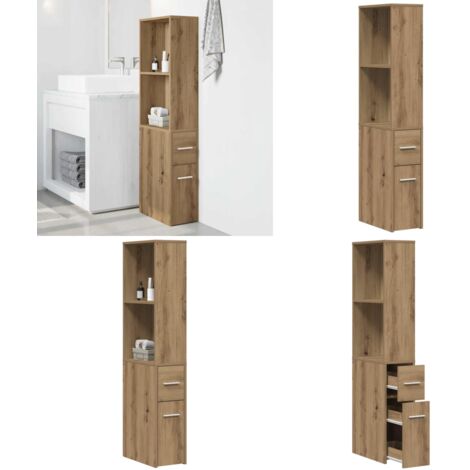 Armario de baño estrecho con ruedas madera roble artisian - Armario estrecho - Armario con ruedas