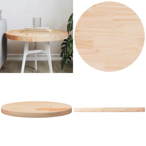 Tablero de mesa redondo madera maciza de pino Ø50x3 cm - Mesa de comedor - Mesa auxiliar