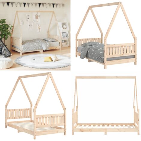Estructura de cama para niños madera maciza de pino 80x160 cm - Cama de madera - Cama infantil