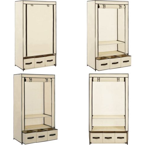 Armario de tela color crema 87x49x159 cm - Armario plegable - Armario para sótano