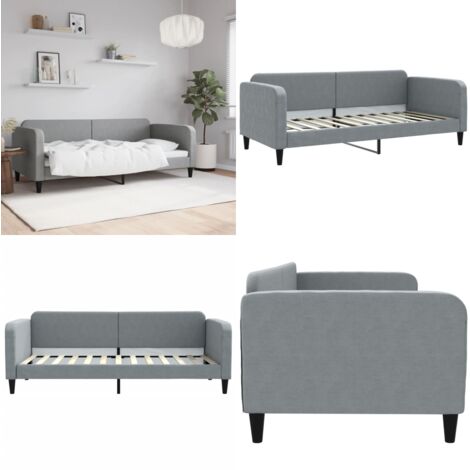 Sofá cama sin colchón tela gris claro 90x200 cm - Sofá cama sin colchón - Sofá cama 2 en 1