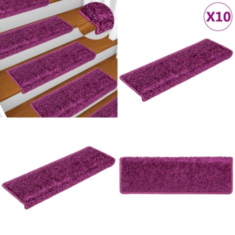 Alfombrillas para escaleras 10 unidades 65x21x4 cm violeta borde rectangular - Alfombras antideslizantes - Alfombras para hogar