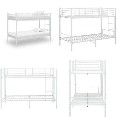 Cama litera de metal blanca 90x200 cm - Litera de metal - Cama de metal blanca
