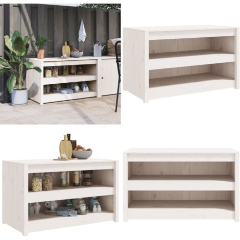 Mueble de cocina exterior MEPPEL madera maciza pino blanco 106x55x64cm - Mueble de cocina - Madera maciza