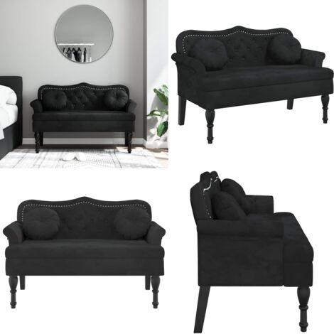 Banco con cojines Terciopelo negro 120,5x65x75 cm - Banco con cojines - Banco de oficina