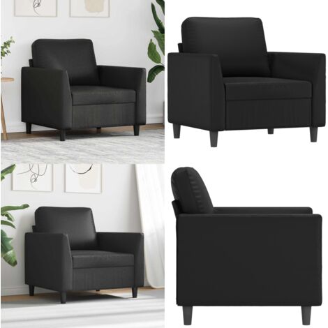 Sillón cuero sintético negro 60 cm - Sillón negro - Sillón moderno