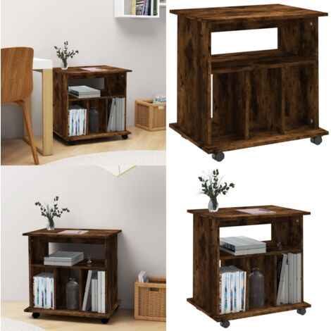 Armario ruedas madera contrachapada roble ahumado 60x45x60 cm - Armario de almacenamiento - Armario de oficina