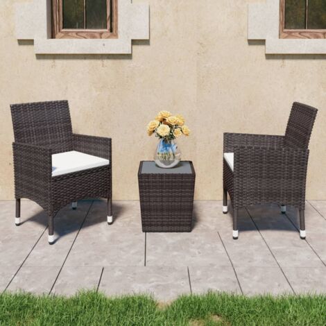Set De Jardín LIFEZEAL 2 Sillas De Ratán PE + Mesa Auxiliar Con Cojines Extraíbles Y Cristal Templado