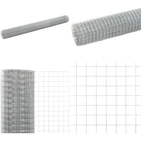 Alambrada de gallinero acero galvanizado plateada 25x1,5 m - Valla metálica - Cercado para aves