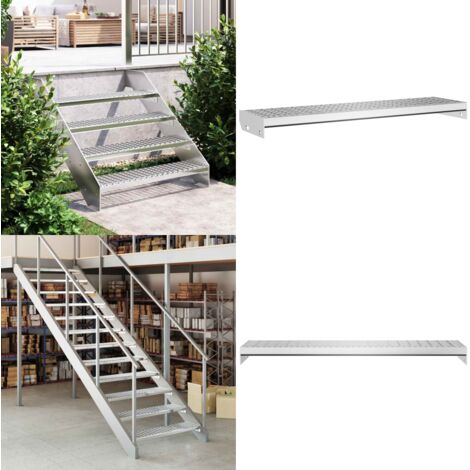 Peldaño de rejilla acero galvanizado 90x24x7 cm - Peldaño de acero - Peldaño antideslizante