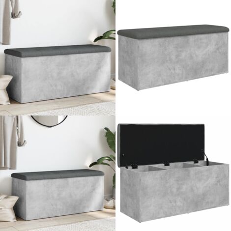 Banco almacenaje madera ingeniería gris hormigón 102x42x45 cm - Banco de pasillo - Banco de zapatos