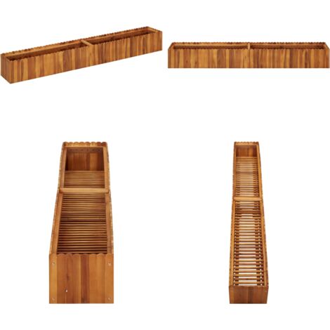 Arriate elevado de madera maciza de acacia 200x30x25 cm - Maceta - Madera