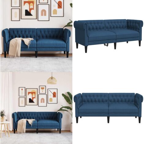 Sofá Chesterfield de 2 plazas tela azul - Sofá de 2 plazas - Sofá azul