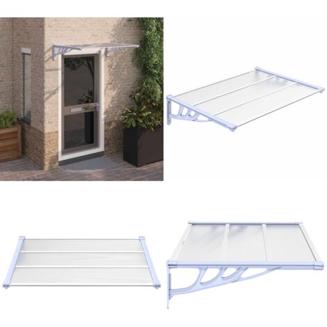 Marquesina puerta policarbonato gris y transparente 122x90 cm - Protección de puerta - Toldo para puerta