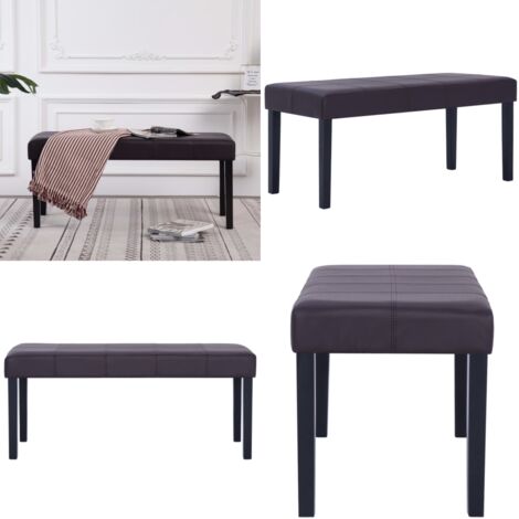 Banco de cuero sintético 106 cm marrón - Banco marrón - Banco de madera