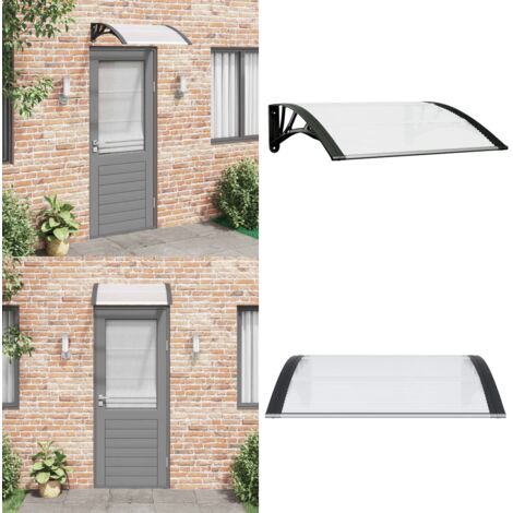 Marquesina puerta policarbonato negro y transparente 80x75 cm - Protección de puerta - Toldo de puerta