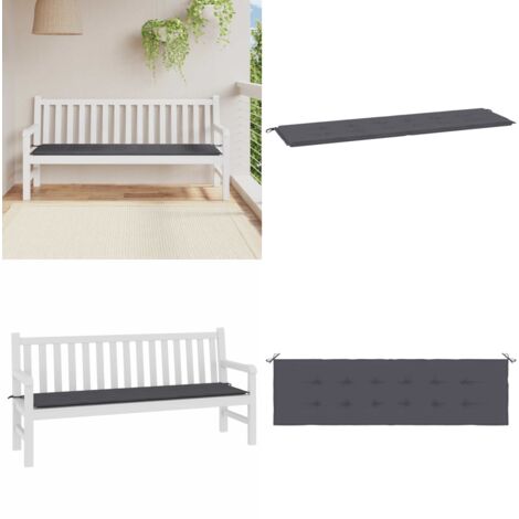 Cojín de banco de jardín tela Oxford gris antracita 180x50x3 cm - Cojín exterior - Cojín de banco