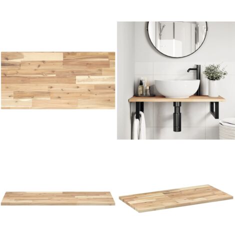 Encimera tocador de baño madera acacia sin tratar 100x40x2 cm - Madera de acacia - Encimera de tocador