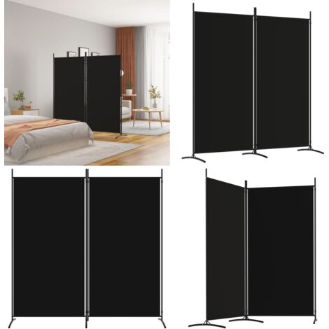 Biombo divisor de 2 paneles de tela negro 175x180 cm - Biombo negro - Biombo de tela