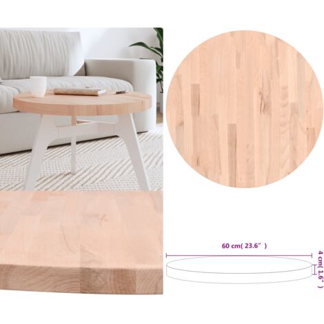 Tablero redondo de madera maciza de haya Ø60x4 cm - Madera de haya - Mesa de centro