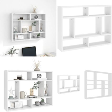 Estantería de pared madera contrachapada blanco 75x16x55 cm - Estante de madera - Almacenamiento en pared
