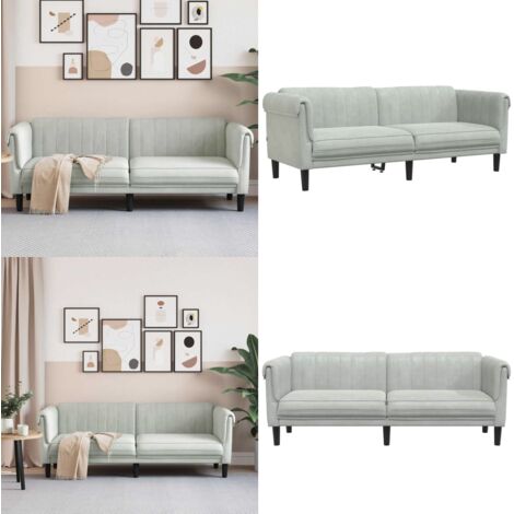 Sofá de 3 plazas terciopelo gris claro - Sofá terciopelo - Sofá gris claro