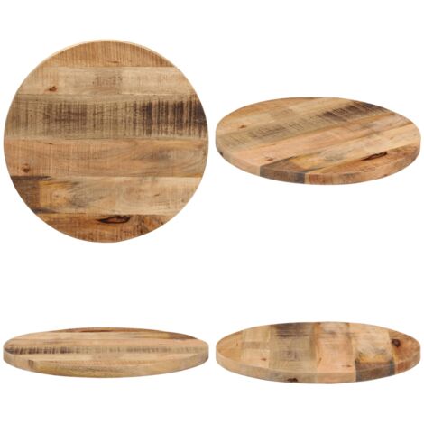 Tablero de mesa redondo madera maciza mango rugosa Ø 50x3,8 cm - Madera de mango - Mesa redonda