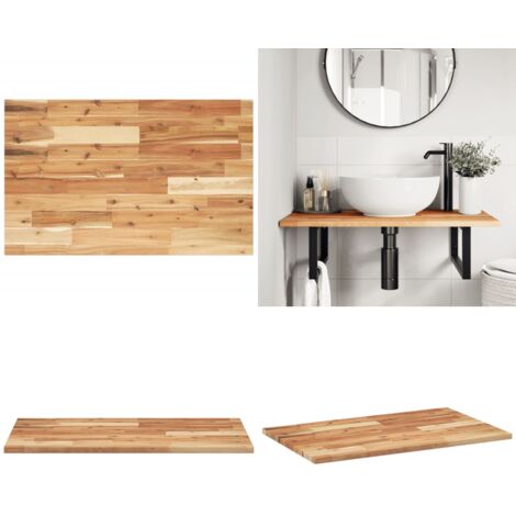 Encimera tocador baño madera acacia acabado aceite 100x50x2 cm - Madera de acacia - Acabado al aceite
