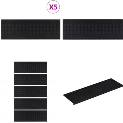Alfombrillas de escalera de goma 5 uds 25x75 cm - Peldaños de goma - Escalera antideslizante