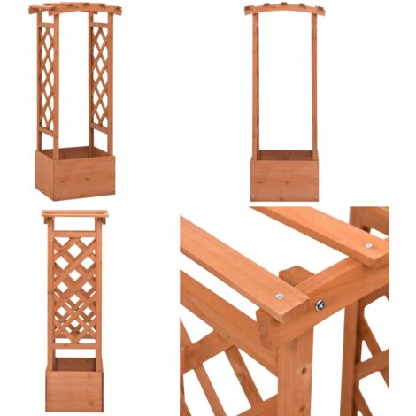 Jardinera enrejada con arco madera de abeto 49x39x117 cm - Maceta de jardín - Madera de abeto