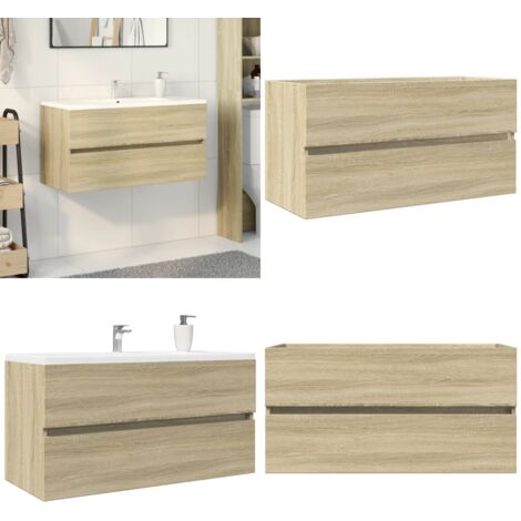 Armario lavabo madera contrachapada roble Sonoma 90x38,5x45 cm - Armario lavabo - Armario de madera