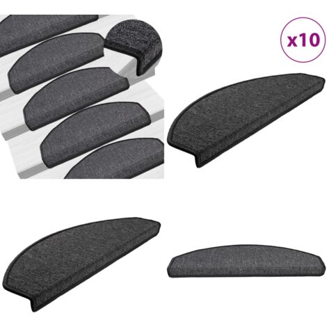 Felpudos para escaleras 10 unidades 65x24x4 cm antracita semicirculares grandes - Alfombras antideslizantes - Alfombras decorativas